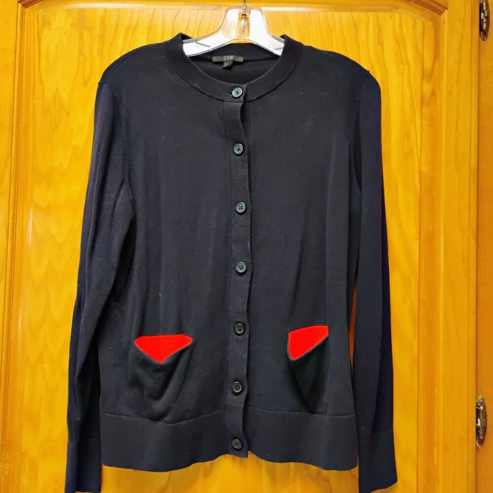 Lovely COS 100% cotton black tunic sweater jacket size medium